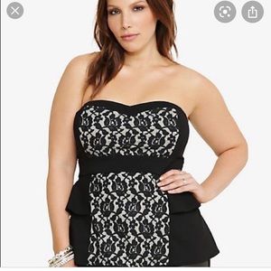 Torrid strapless peplum top size 2